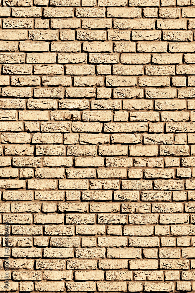 Obraz premium beige light brown brick bricks stone mortar stucco wall background backdrop surface