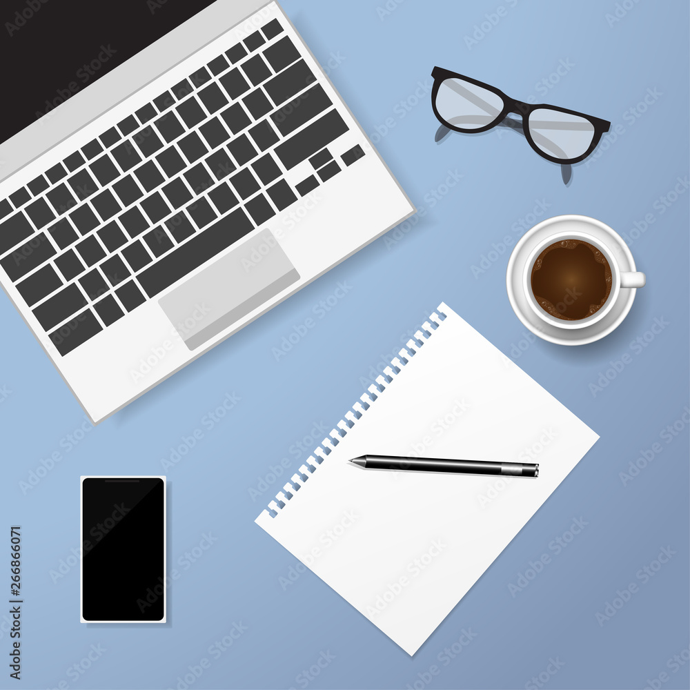 Flat lay Home office concept , vector illustration Flat lay Home office concept , vector illustration