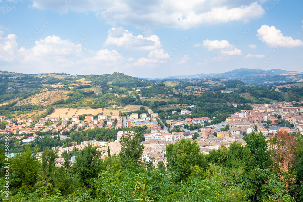 panoramic view to San Severino Marche Italy