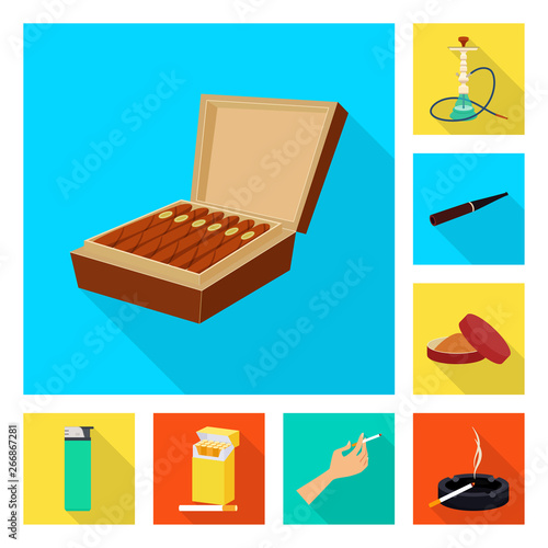 Vector design of smoke and statistics logo. Collection of smoke and stop stock symbol for web.