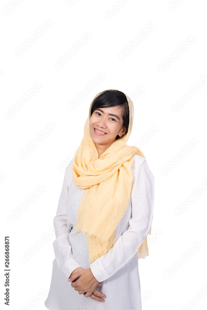 beautiful muslim asian woman isolated over white background beautiful muslim asian woman isolated over white background