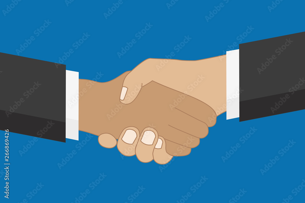 partnership concept two people shake hands on blue background vector illustration EPS10 partnership concept two people shake hands on blue background vector illustration EPS10