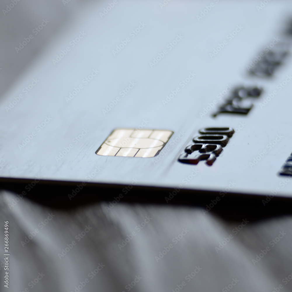 Macro photo of credit or debit card with space for text Macro photo of credit or debit card with space for text