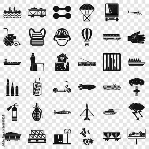 Load icons set. Simple style of 36 load vector icons for web for any design