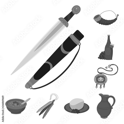 Vector design of attributes and tourism logo. Set of attributes and national vector icon for stock.