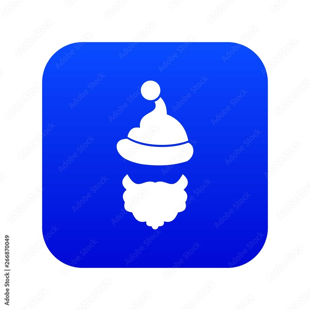 Santa Claus hat and beard icon digital blue for any design isolated on white vector illustration Santa Claus hat and beard icon digital blue for any design isolated on white vector illustration