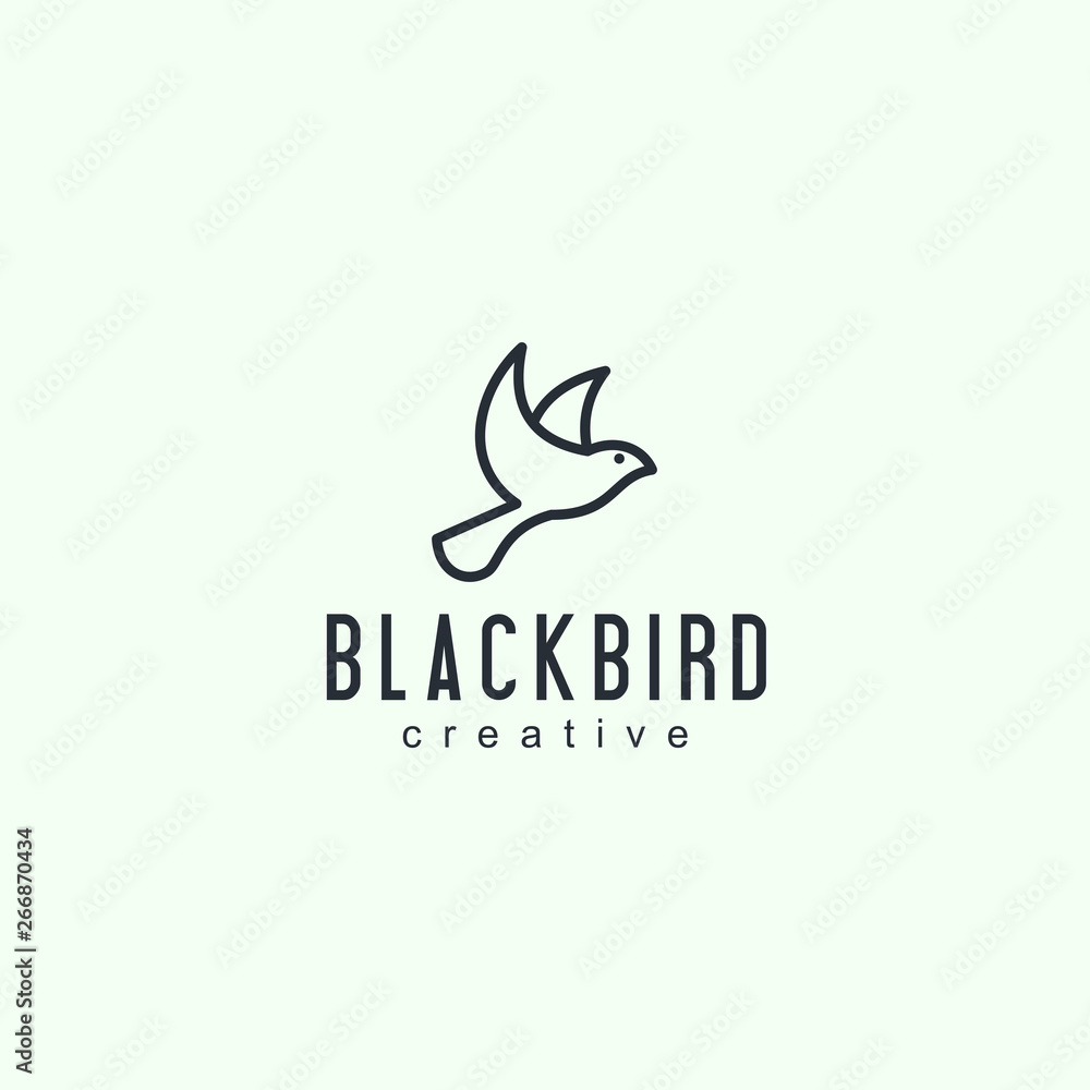 Obraz premium bird logo designs vintage retro line outline monoline art icon vector illustration