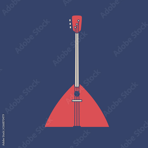 Vector balalaika in modern flat style on light background. Poster with balalaika 