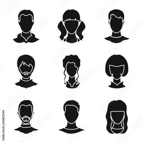 Isolated object of character and profile logo. Collection of character and dummy vector icon for stock.