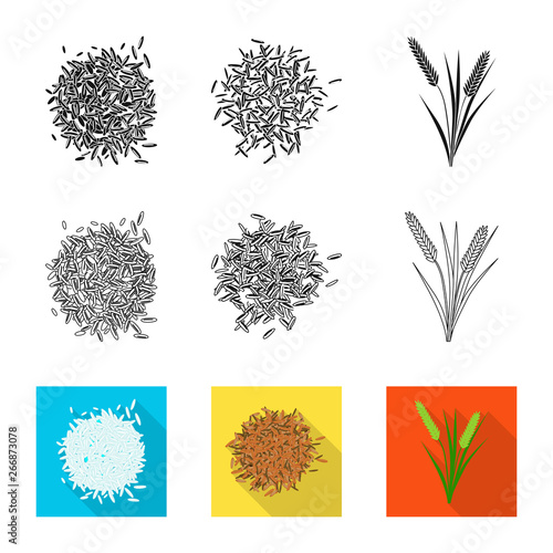 Vector design of crop and ecological symbol. Collection of crop and cooking stock vector illustration.