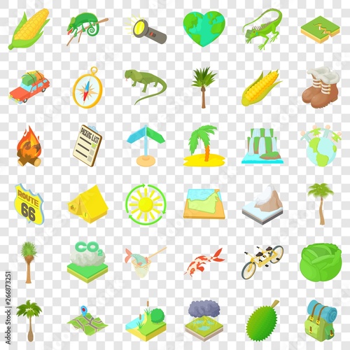 Rest in forest icons set. Cartoon style of 36 rest in forest vector icons for web for any design
