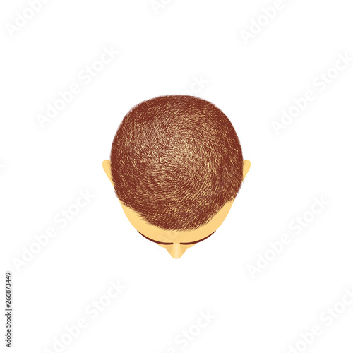 Top view of male haired head cartoon style