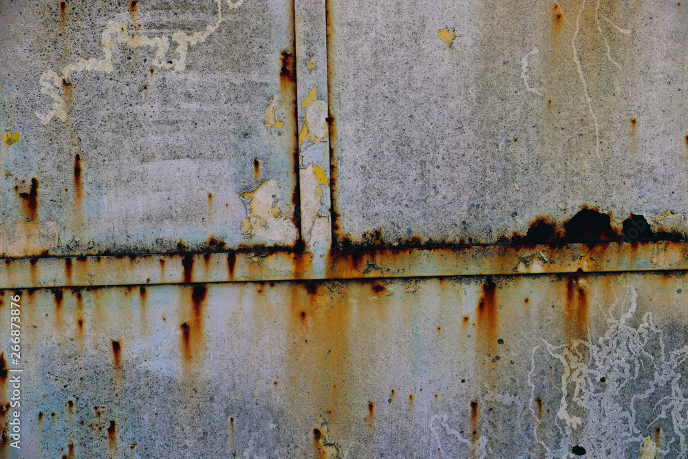 Naklejka premium colorful rusty metal iron plate grunge wall background backdrop surface