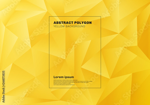 Abstract low polygon or triangles pattern on yellow mustard background and texture.