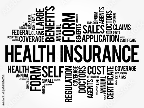 Health Insurance word cloud collage, healthcare concept background