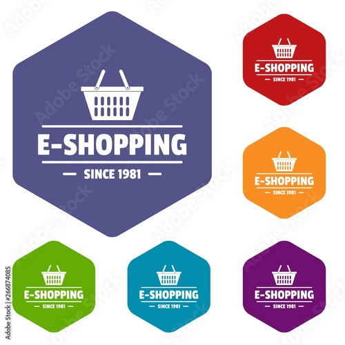 E shipping icons vector colorful hexahedron set collection isolated on white 