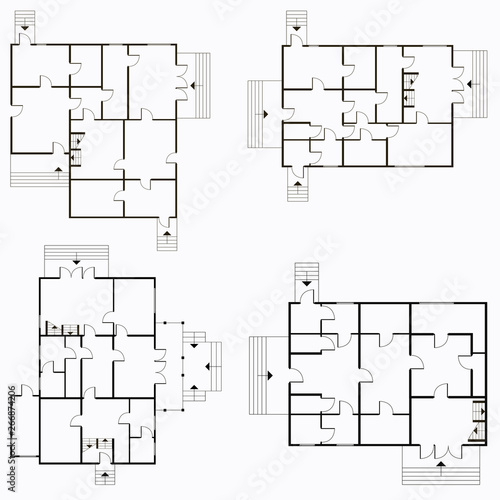 Architectural blueprint in top view background. Vector technical project background illustration