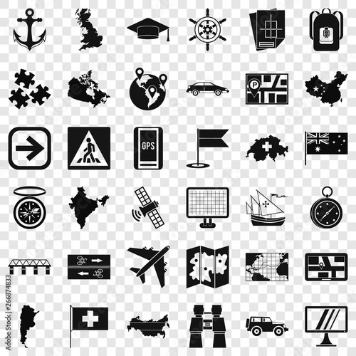 Navigation icons set. Simple style of 36 navigation vector icons for web for any design