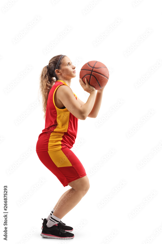 Female basketball player shooting a free throw