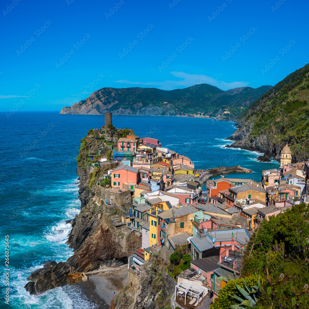 Landscape of Vernazza village in Cinque Terre, Italy.