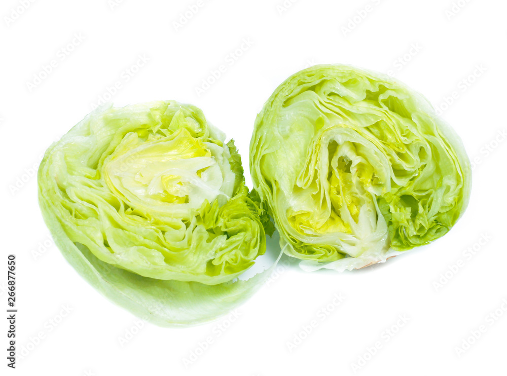 Green Iceberg lettuce on White Background Green Iceberg lettuce on White Background