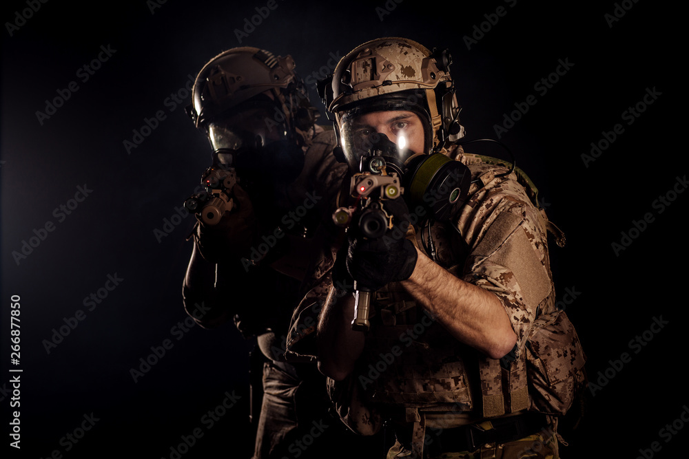 Special forces United States soldiers during the military operation. war, army and people concept