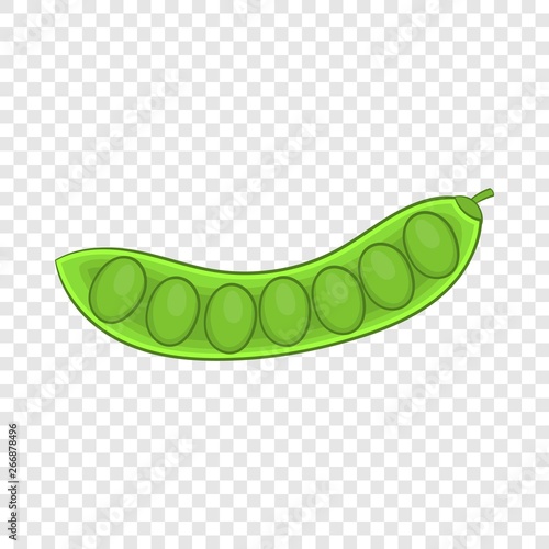 Green pea pod icon. Cartoon illustration of pea vector icon for web design