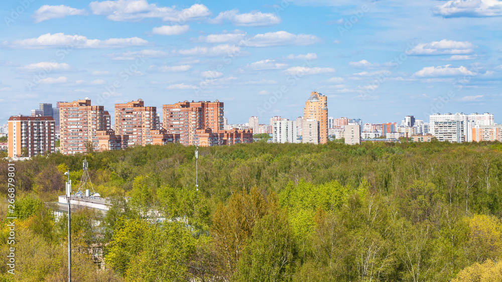 panoramic view of park and residential district