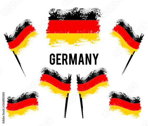 German flag developing in the wind. Germany colorful brush strokes painted national country Vector national flag. Painted texture.
