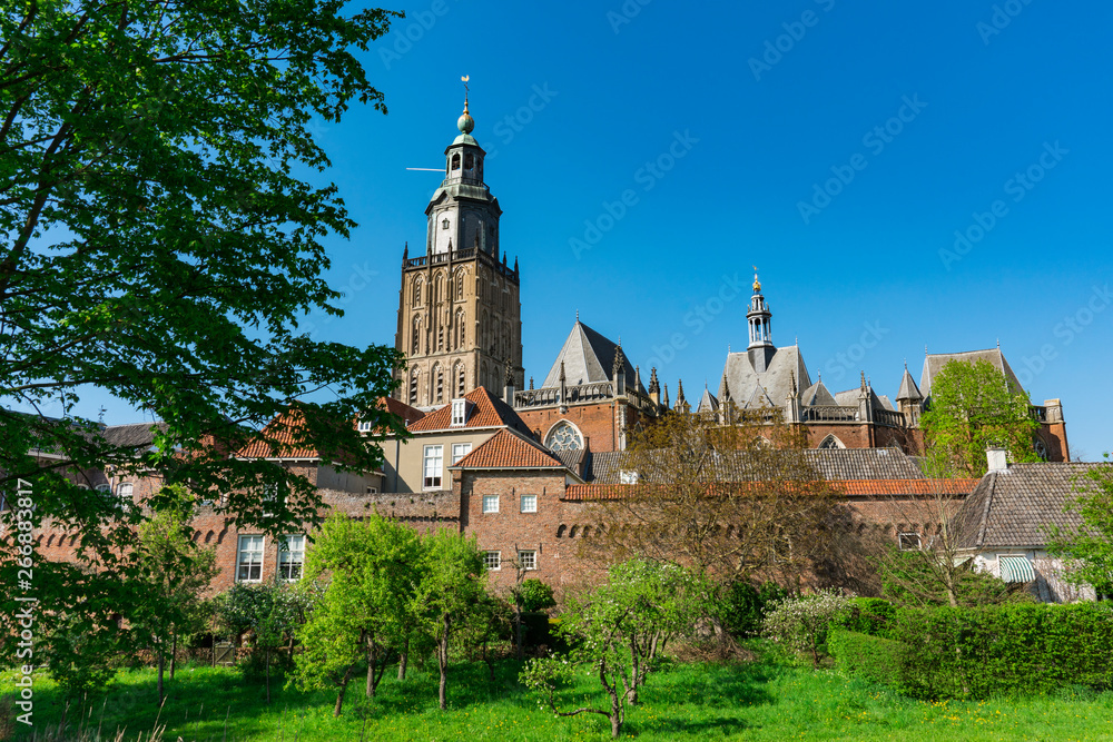 Skyline of Zutphen, The Netherlands. with tower of Walburg Church, Walburgiskerk