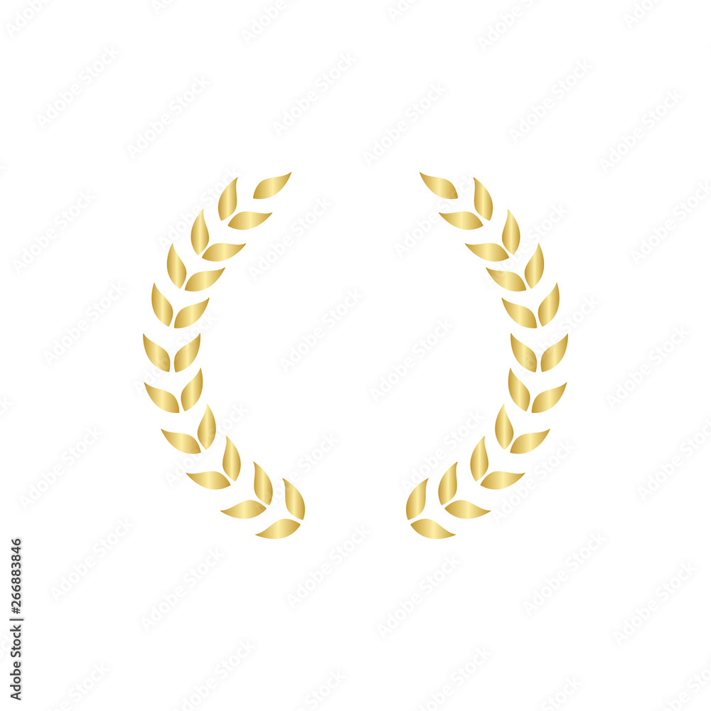 Golden circular laurel or olive greek wreath vector isolated on white background. Golden circular laurel or olive greek wreath vector isolated on white background.