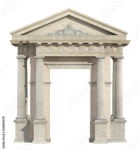 фотографія Old portal in neoclassical style isolated on white