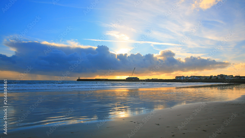 sunset at Porthcawl beach