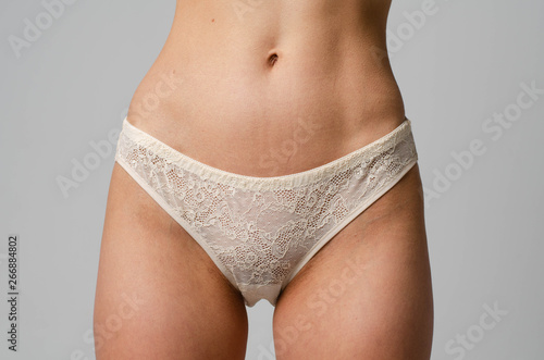 sexy asian woman on white lingerie