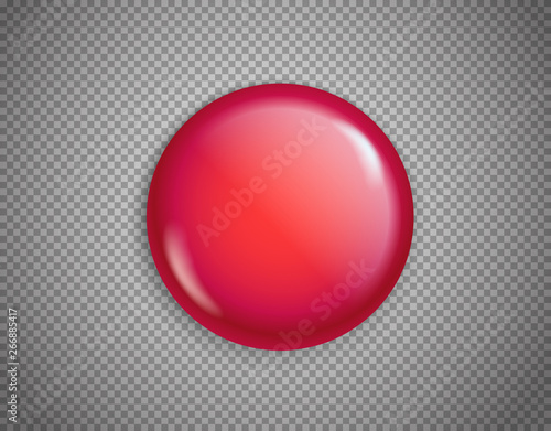 Red button isolated on transparent background vector illustration