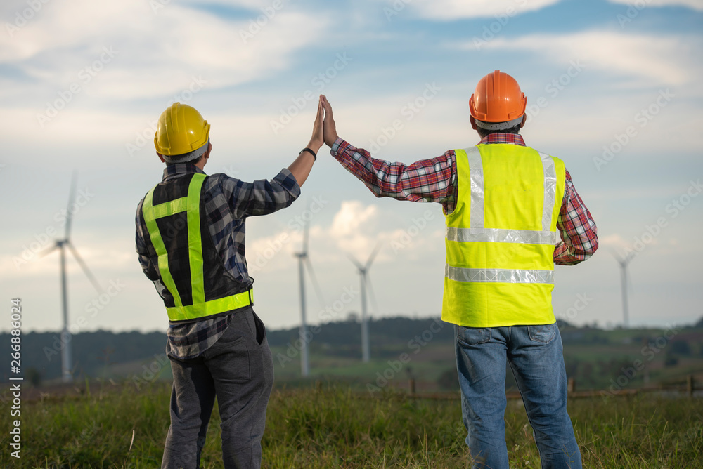 engineer with wind generators power plant construction site engineer with wind generators power plant construction site