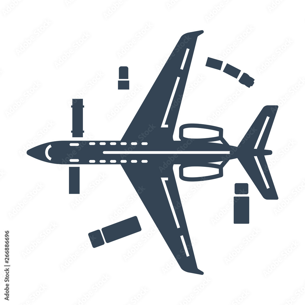 Φωτογραφία black icon business jet airplane service in airport