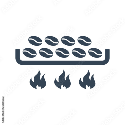 vector black icon roasting of coffee beans