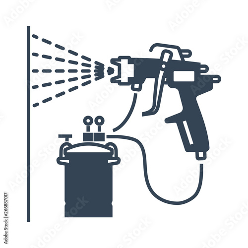 vector black icon paint spray gun, airbrush
