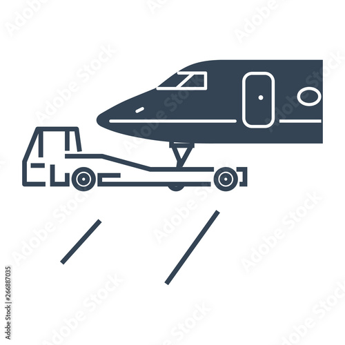 black icon aircraft towing tractors, business jet airplane