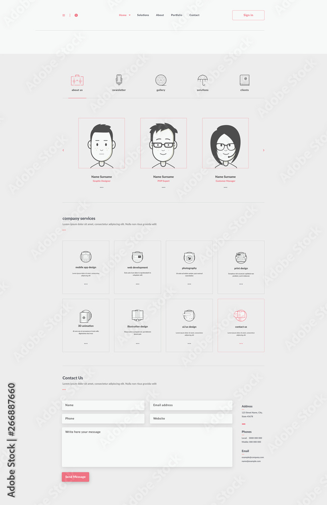 Website template with concept icons Website template with concept icons