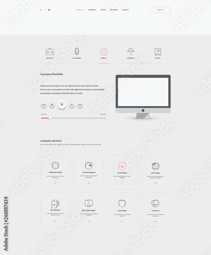 Website template with concept icons