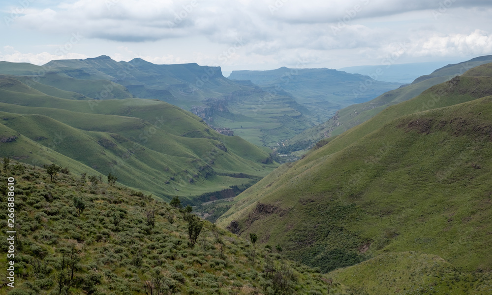 The Sani Pass, mountain route connecting Underberg in South Africa to Mokhotlong in Lesotho. 
