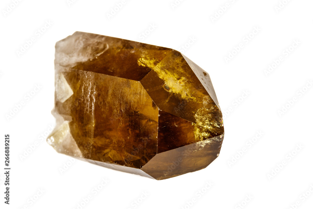 Macro mineral stone Citrine on white background Macro mineral stone Citrine on white background