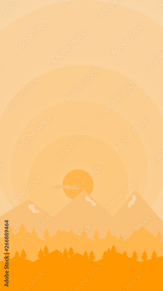 Naklejka premium Early forest morning vector landscape