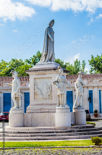 Marble statue of Queen Maria I of Portugal at the Palace of Queluz, Lisbon, Portugal