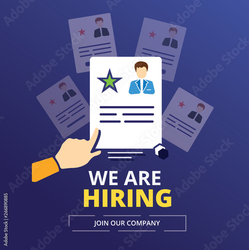 Business hiring and recruiting concept banner background. We are Hiring design template - Vector illustration