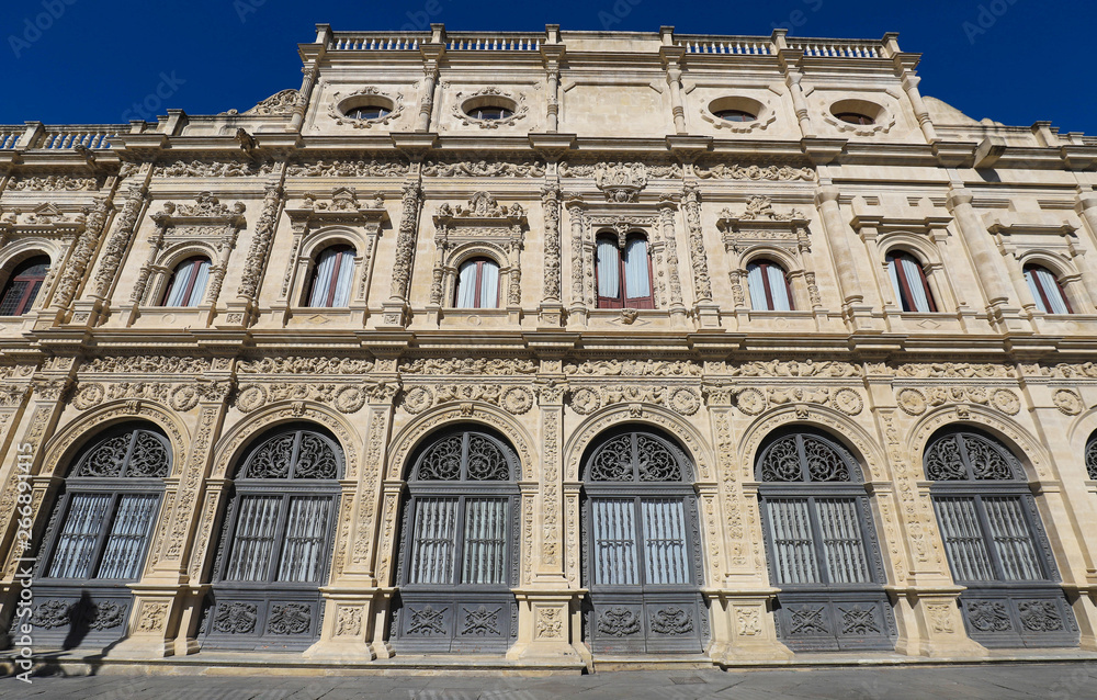 The view of Seville Town hall, built in plateresque style, in San Francisco Square, Spain .