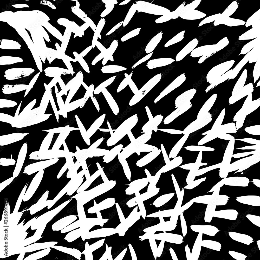 Brush grunge pattern. White and black vector.