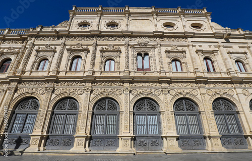 The view of Seville Town hall, built in plateresque style, in San Francisco Square, Spain . © kovalenkovpetr